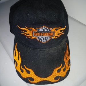 Harley Davidson Flames Baseball Hat Adjustable
